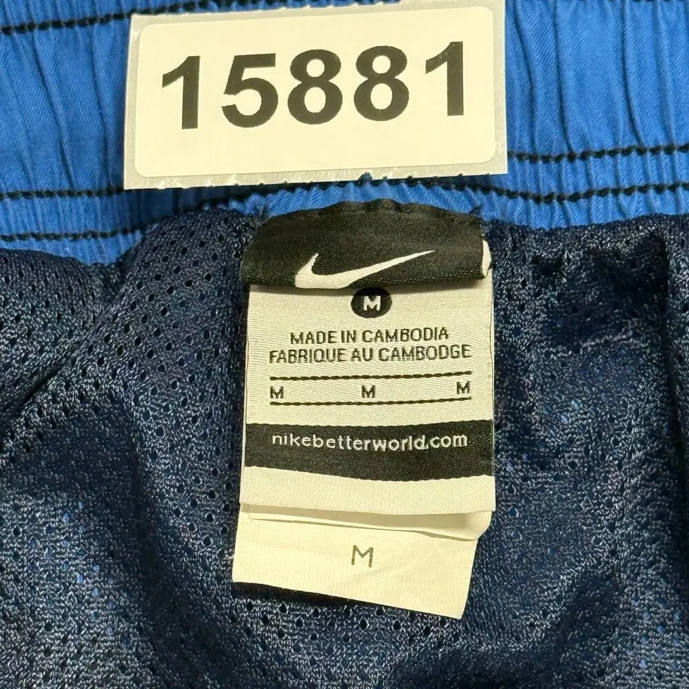 Nike Swim Trunks Mens Medium Blue White Tie Dye‎ Mesh Lined Drawstring Pockets